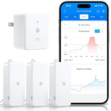 GoveeLife 2.0 WiFi Hygrometer Thermometer 3 Pack, Smart Humidity Temperature Sensor with App Notifications, Temperature Humidity for Bedroom, Wine Cellar, Basements(Only Support 2.4G Wi-Fi)