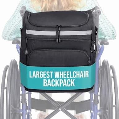Vive XL Wheelchair Backpack for Seniors - Wheel Chair Bag for Storage & Accessories, Basket Organizer for Adults, Pouch to Hang on Scooters, Waterproof - Largest Wheelchair Storage Available