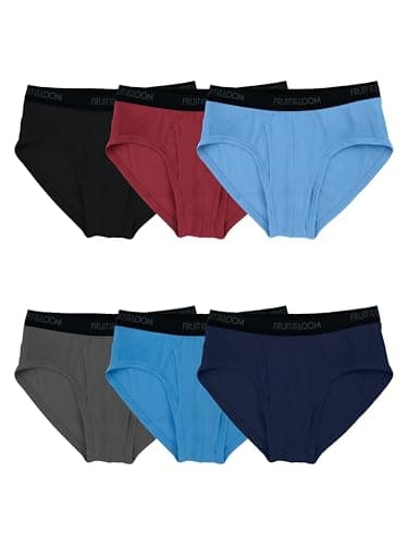 Fruit of the Loom Men's Underwear Briefs, Tag Free & Moisture Wicking, Assorted Color Multipacks, 6 Pack - Assorted Solids, X-Large