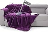 gogobunny Waterproof Bed Blanket, Reversible Sherpa Fleece Throw Blanket for Dog Puppy Cat, Furniture Cover Protects Bed Couch Sofa from Liquid Pee and Pet Fur (Dark Purple, 50x60 inches)