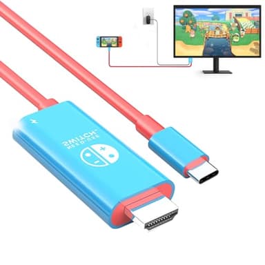 Herfair Switch Docking Station for Nintendo Switch TV Adapter 4K HDMI Video Display Cable Compatible with Switch/OLED/Steam Deck to HDTV Playing Games, 6.5FT, Portable Travel Dock