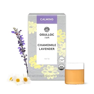 OSULLOC Chamomile Lavender, Calming Sleep & Stress Relief Support, Caffeine-Free Herbal Blend, 20 Count, 1.27 oz