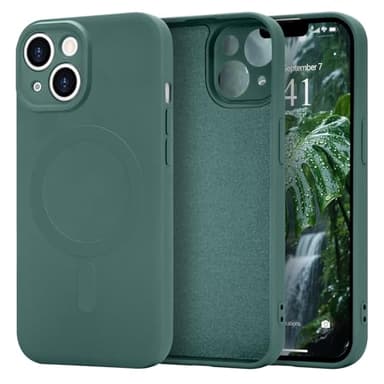 Urarssa Magnetic for iPhone 13 Case, Compatible with MagSafe, Liquid Silicone Case,Soft Anti-Scratch Microfiber Lining for Men Women Shockproof Phone Case for iPhone 13 Green