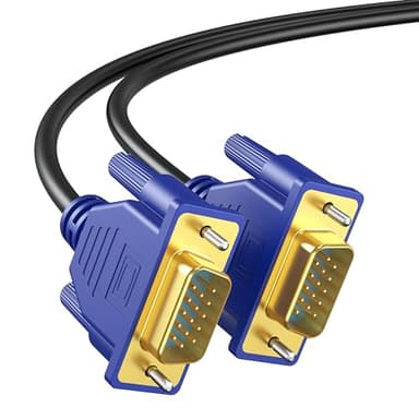 VGA Cable 6 Feet, Gold-Plated Shielded VGA Male to Male Monitor Computer Cable Adapter Cord 15 Pin HD15 1080P@60Hz Full HD High Resolution for TV Computer Projector-Blue-Upgraded