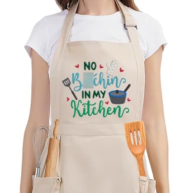 Fairy's Gift Funny Cooking Aprons for Women, Cute Embroidered Womens Kitchen Apron w/Pockets for Cooking Baking, Galentines, Valentines Day Bday Baking Gifts for Mom Wife Grandma Baker Daughter Chef