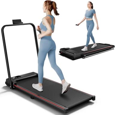 Walking Pad, Under Desk Treadmill 2.8HP Walking Pad Treadmill Under Desk No Installation Required with Cell Phone Holder LED Display Maximum Load 300LB Suitable for Home