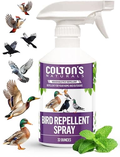 Bird Repellent Spray (32 OZ) Deter Birds from Outdoor Surfaces, Garden Areas Deterrent Natural Woodpecker, Pigeon and More Natural
