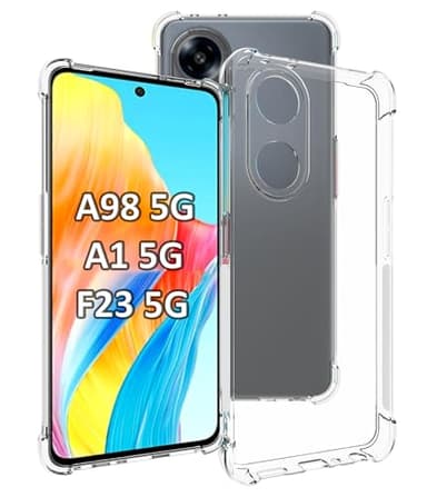 USTIYA Case for Oppo A98 5G/A1 5G/F23 5G Clear TPU Four Corners Protective Cover Transparent Soft