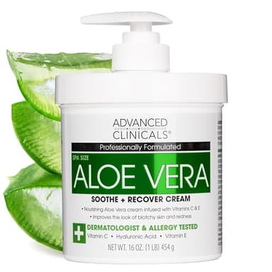 Advanced Clinicals Aloe Vera Lotion Skin Care Relief Cream | Vitamin E Infused Hyaluronic Acid Moisturizer & Vitamin C Body Lotion For Women & Men Helps Improve Look Of Extremely Dry Skin, 16 Ounce