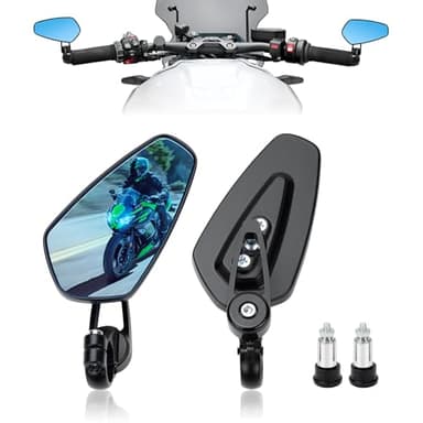 RIDLOG Motorcycle Bar End Mirrors 7/8'' 22mm CNC Aluminum Universal Rear View Side Mirror Fit for Honda Grom Kawasaki Suzuki Ducati Yamaha and More Street Sport Bike Scooter Cruisers (Black)