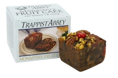 Trappist Abbey Monastery Fruitcake with Candied Fruits & Nuts- Traditional Fruit Cake Soaked in 120 Proof Brandy (1 lb)