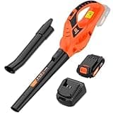 Leisch Life 21V Leaf Blower Cordless | Handheld Electric Lightweight Blower with 2.0Ah Rechargeable Battery & Fast Charger | Adjustable Speeds, Portable Design for Lawn, Patio, Yard, Sidewalk Cleaning
