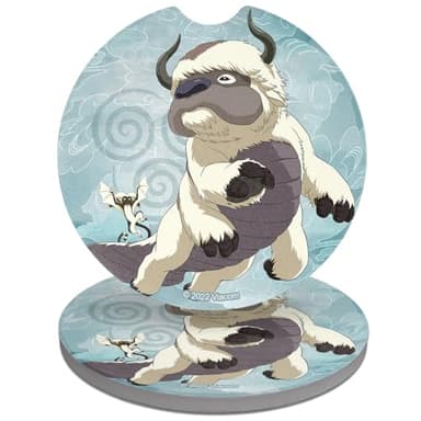 Avatar the Last Airbender Appa & Momo Car Coasters, Pack of 2, 2.5" Ceramic Stone