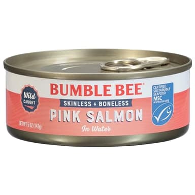 Bumble Bee Skinless & Boneless Canned Pink Salmon in Water, 5 oz Can - Premium Wild Caught Salmon - 20g Protein per Serving - Gluten Free, Kosher, MSC Certified