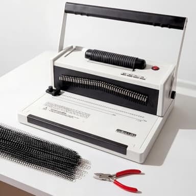 Spiral Binding Machine with Electric Coil Inserter, 20-Sheet Manual Punch, 4:1 Pitch, 46 Fully Disengageable Pins for Versatile Binding - Binds up to 500 Sheets - Includes 100 Coils & Crimping Pliers