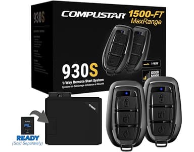 Compustar CS930-S All-in-One Remote Start Bundle - Two (1-Way), 3-Button Remotes G17 AM Water-Resistant Remotes 1,500-Ft. Max Range Keyless Entry Remote-Start-System