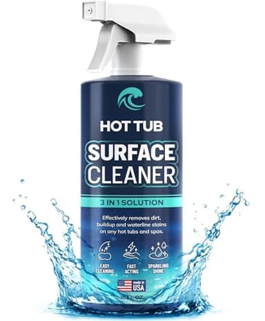 Hot Tub Surface Cleaner – Fast Acting Formula, Easy Spray & Wipe Use, For Acrylic, Vinyl, Fiberglass, Inflatable, Swim Spa & Jet Tubs, Removes Dirt, Grime & Waterline Residue – Made in USA, 16 oz
