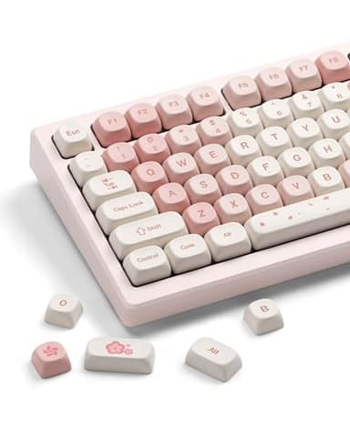 XVX Keycaps - Pink Cute PBT Keycaps, MOA Profile Key caps 60 65 75 100 Percent, Dye-Sublimation, Custom 142 Keys Set for 100%, 75%, 65%, 60% Mechanical Keyboard