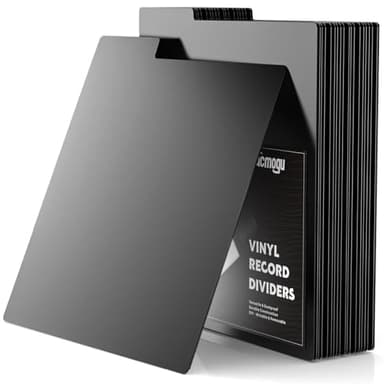 Facmogu 20PCS Vinyl Record Dividers, Heavy Duty 12" LP Record Dividers, 33 RPM Plastic Vinyl Record Separator Dividers, Reusable DIY Record Dividers for LP Album CD DVD Bookshelf Organizer - Black