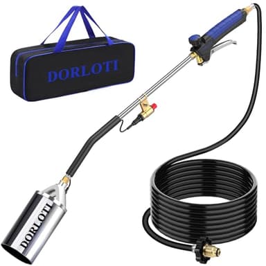 Propane Torch Weed Burner, Blow Torch with Storage Bag, High Output Flame Torch with 10FT Hose, Heavy Duty Flame Weeder with Igniter for Garden, BBQ