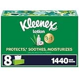 Kleenex Lotion Facial Tissues with Coconut Oil, 8 Flat Boxes, 180 Tissues Per Box, 3-Ply