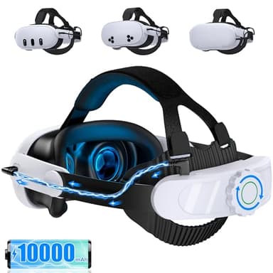 VR Head Strap Compatible with Meta Quest 3/3S/2, Adjustable Elite Strap Replacement with 10000mAh Rechargeable Battery for Quest 3 Head Strap,Enhanced Comfort Extend Playtime VR Accessories