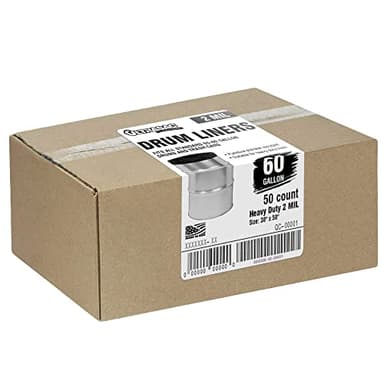 Ultrasac - Heavy Duty Drum Liner, 55-60 Gallon, 2 Mil, 38"x58", Black, 50 Count/w Ties