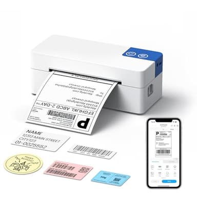 ETIKEZ Bluetooth Thermal Shipping Label Printer, 4x6 Portable Thermal Printer, Compatible with iPhone, Android, Windows and Mac, Works with USPS, UPS, Amazon, Shopify, Etsy (White)