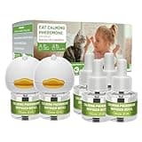 Flovintrek 6 Pack Cat Calming Diffuser, Plug in Diffuser Cat Pheromone Calming Diffuser Starter Kit Helps Ruduce Anxious, Anti-Stress & Comforts Cats (2 Diffuser + 6 Refills)