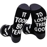 HHatvadiy 80th Birthday Gifts for Men Him, Stitch Funny 1945 80 Year Old Decoration Socks for Dad Husband Father Grandpa, Unique Fun Novelty and Gag 80th Anniversary Ideas for Christmas Fathers Day