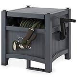 Suncast Hideaway Garden Hose Reel, Holds 100' of 5/8" Standard Vinyl Hose, Cyberspace Grey