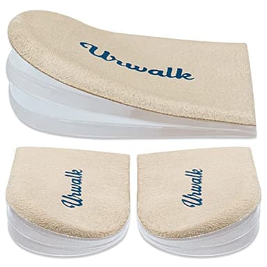 Urwalk 3 Layers Adjustable Supination & Over-Pronation Corrective Shoe Inserts, Medial & Lateral Heel Wedge Insoles for Foot Alignment, Knee Pain, Bow Legs, Osteoarthritis (Beige - Small)