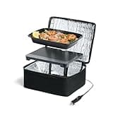 HOTLOGIC Mini Portable Electric Lunch Box Food Heater - Food Warmer and Heated Lunch Box for Adults Car/Home - Cook, Reheat, and Keep Your Food Warm - BLACK - 12V