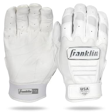 Franklin Sports CFX FP Softball Batting Gloves Pair, Women's Medium, White/Chrome