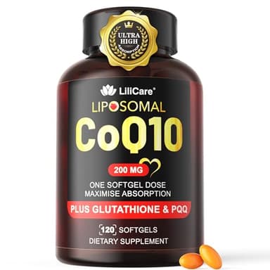 CoQ10-200mg-Softgels, 120 Servings Liposomal CoQ10 PQQ & Black Pepper Extract for Maximum Absorption - Ultra Ubiquinone Coenzyme Q10 Supplement Powerful Antioxidant Supports Hear-t & Energy Boost