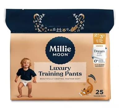 Millie Moon Training Pants, Size 2T-3T, Disposable Pull-Ups for Toddlers, 25 Count