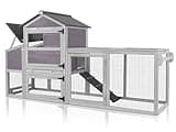 MEDEHOO Chicken Coop for Outdoor - Poultry Cage with Wheels, Nesting Box, Leakproof Pull-on Tray, and Asphalt Waterproof Roof - Grey