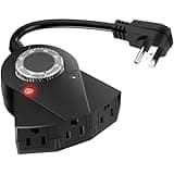 Outdoor Light Timer Waterproof, 24 Hours Plug in Timer with 2, 4, 6 or 8 Hours Countdown Mode, 3 Grounded Electrical Outlet for Outdoor Backyard Garden Patio Lights