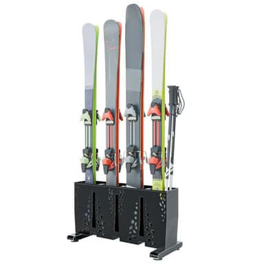 TOCRETOARE Ski Storage Rack for Garage, 4 Pair Heavy Duty Steel Freestanding Ski Storage Organizer, Indoor Ski Holder Racks for Home and Garage Storage