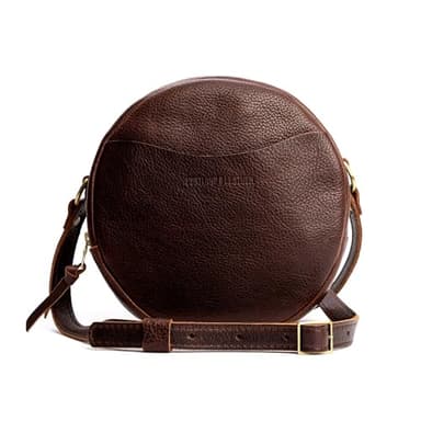 Portland Leather Goods Large Circle Crossbody Bag for Women – Handmade from the Finest Full-Grain Hides – Features Interior & Exterior Pockets & an Adjustable Strap – Coldbrew