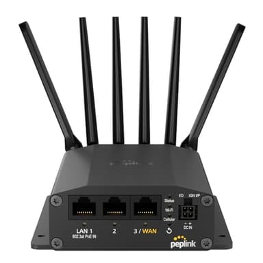 Peplink Cellular Wi-Fi Router MAX BR1 Mini - 5G Router 5G/LTE Cellular Modem 3 Ethernet LAN Connections (with Wi-Fi) Redundant SIM Slots, Built-in eSIM Upgradeable to Dual WAN VPN Capable