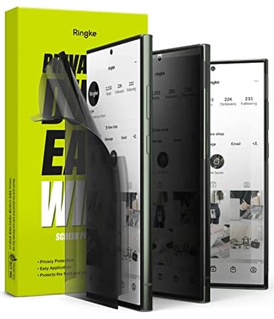Ringke Privacy Dual Easy Wing [Anti-spy] Compatible with Samsung Galaxy S23 Ultra Privacy Screen Protector 5G, Self-Healing Properties Anti-Fingerprint Coating Film with Easy Application Kit