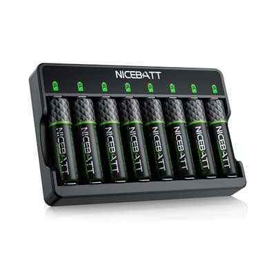 Rechargeable AA Batteries with Charger, 2800mAh High Capacity Low Self Discharge Ni-MH Double A Battery, 8 Pack