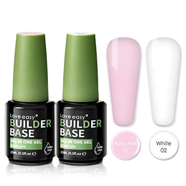 Love easy Hema Free Builder Gel (Milky White+ Baby Pink) - Hypoallergenic Strong Base Coat | Long-Lasting Adhesion (30+ Days) for Professional Nails Gift for Women