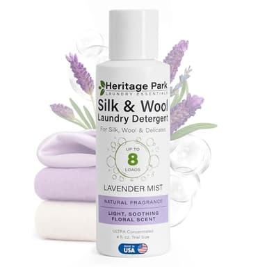 Heritage Park Silk & Wool All-Natural Lavender Mist Scent, pH-Neutral Laundry Detergent - Enzymes-Free, Ultra Concentrated (4 fl oz Trial Size)