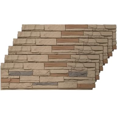 ROOMTEC 6-Packs Faux Stone Wall Covering Panels for Interior and Exterior Decor, PU Stone Veneer Exterior, Exterior Siding Panels for DIY Home Improvement Projects, 45.67" x 12.99"