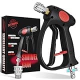 SITIMIMIL®Swivel Pressure Washer Gun with 3/8" Rotate Quick Plug & M22-14mm Adaptor 4500PSI Easy Pull Trigger Short High Pressure Washer Handle with 1/4" Quick Connect for Foam Cannon and Nozzles