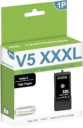 AITERJET High Yield Ink Cartridge Replacement for KD Verite 5 XXXL for Verite 55W ECO Verite 55 Eco Verite 65XXXL Verite 55XXXL Plus ReManufactured Ink Printer (1 Black1 Pack)
