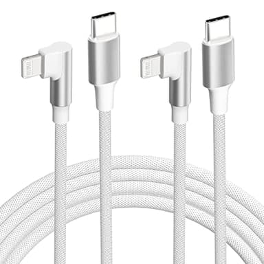 iPhone USB C to Lightning Cable,【2Pack 6FT MFi Certified】Right Angle 90 Degree Fast Charger Nylon Braided 20W Charging Data Syncing Cord Compatible with iPhone 14/13/Pro/ 12/Max/11/XS/XR/8/Plus