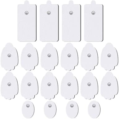 AVCOO TENS Unit Electrode Pads 20 Pack in 3 Sizes, Reusable & Latex Free TENS Pads Replacement for 50 Times, Compatible with Belifu, Nursal TENS EMS Muscle Stimulator, Using 3.5mm Button Lead Wires
